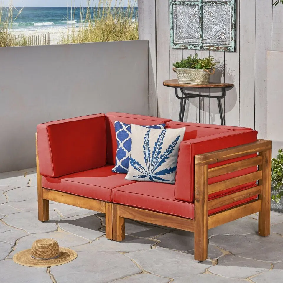 ARCH OANA 2-Piece Loveseat Set – Red Upholstered Compact Seating Couch with Cushion, Armrest Support, Spot-Cleanable, for Small Space Living Room, Commercial & Office Furniture