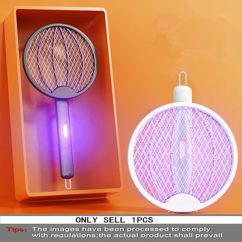 Foldable Electric Fly Swatter, Rotating Mosquito Killer, Portable 2-In-1 Pest Control, Rechargeable Mosquito Zapper, Electronic Mosquito Zapper, Rechargeable Bug Zapper, USB Rechargeable, 1200mah Battery, Indoor Outdoor Use
