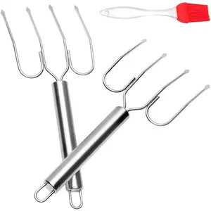 Turkey Lifter Serving Set Roaster Poultry Forks Including 1 Good Grip Silicone Basting & Pastry Brush