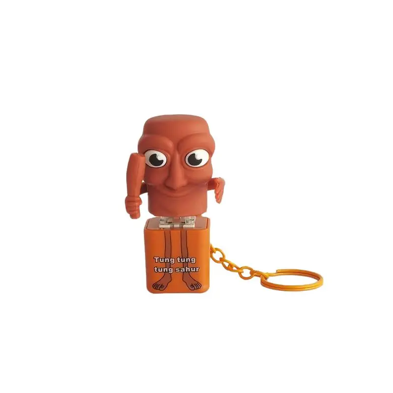 Funny Italian Brainrot Tung Tung Sahur Portable Realistic Sound Sensory Fidget Keychain, Viral Press-Button Stress Relief Fidget Toy Gift for Adults and Kids Keyring, Cool Keychains