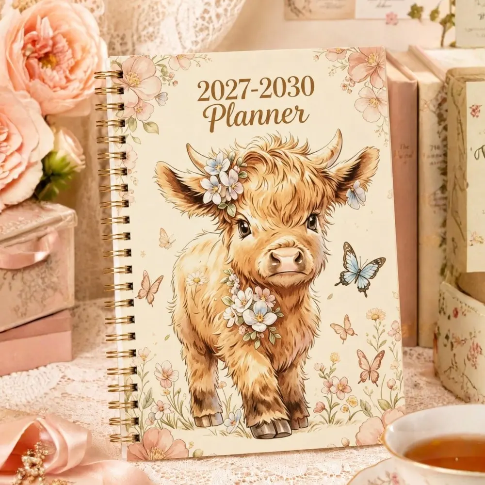 2027-2030 Monthly Planner, Student Planner, Highland Cow design, 48-Month Calendar Notebook, Monthly/Weekly/Daily Planner, Long-Term Schedule Book, Suitable For Goals, Work, School Schedules, Appointments And To-Do Lists, Back To School Supplies