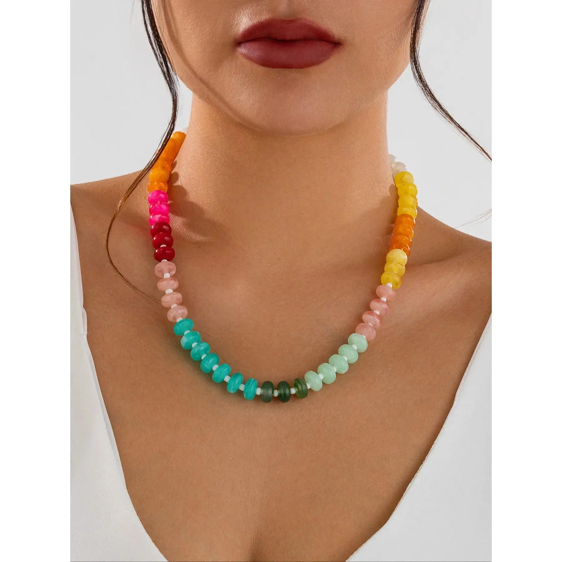 Chic Beaded Necklace for Women, Elegant Multicolor Jewelry, Perfect Gift for Holidays & Birthdays, Stylish Accessory for Parties, Modern Versatile Accessories