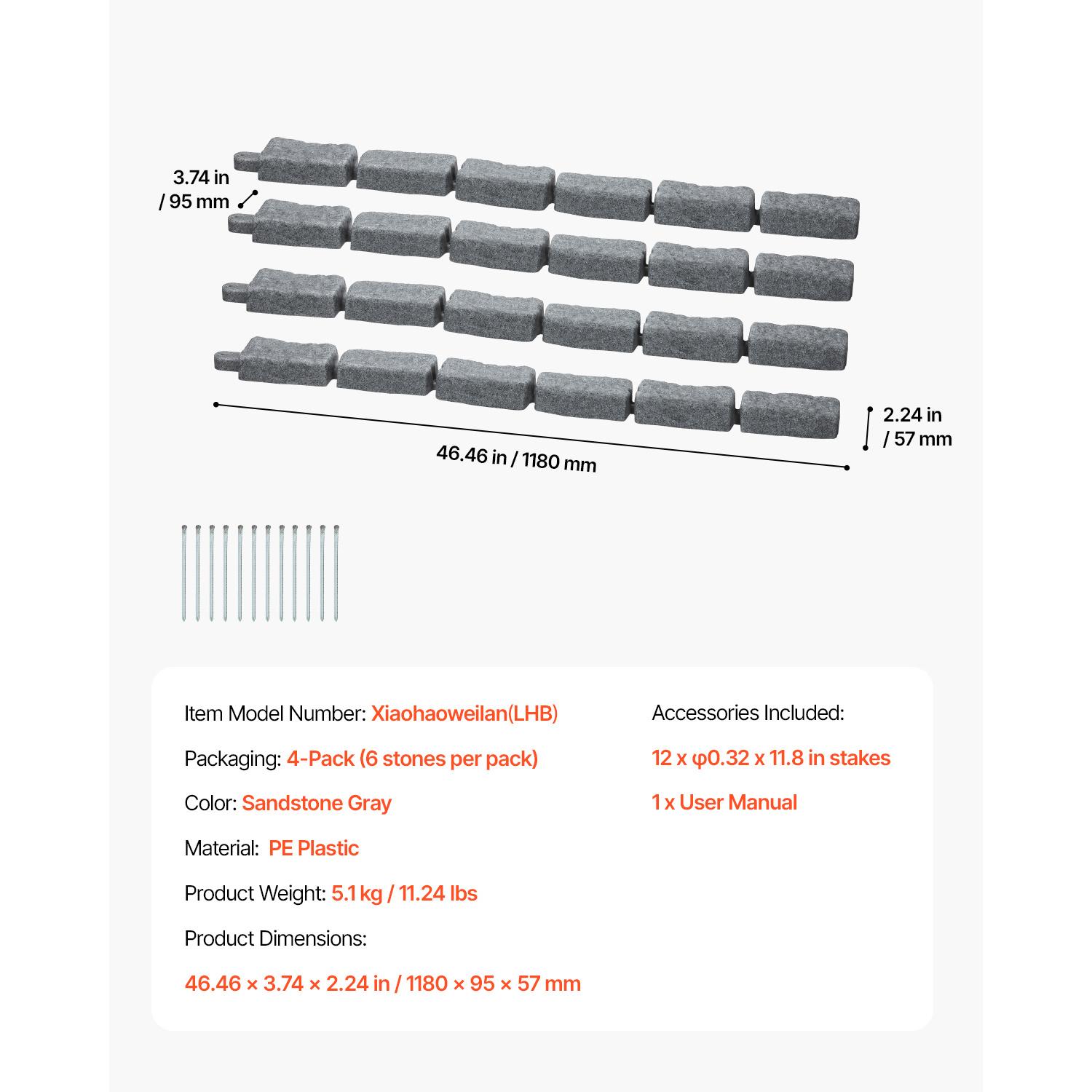 VEVOR Imitation Stone Landscape Lawn Edging Border Fade-Free No Digging Required Small/Medium/Large Beige/Sandstone Grey/Brown Heavy Duty Ballistic Nylon Tool Bag Luminous Resin Christmas Music Box Ornament Carpenter Belt with Suspenders removable zipper