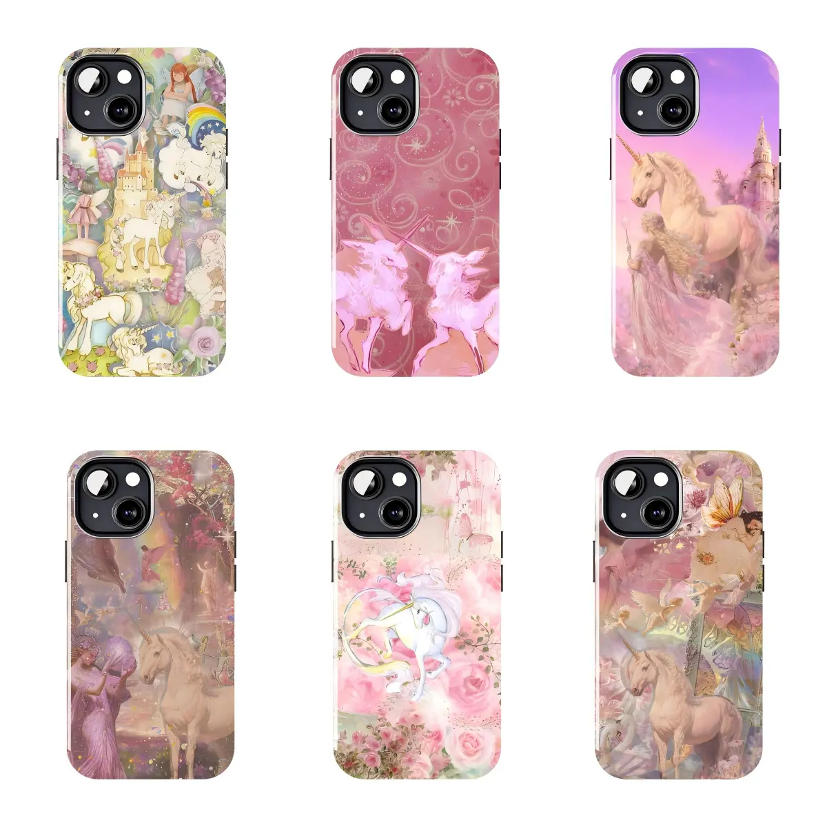 Unicorn Phone Case Fantasy Design, Pink Fairyland Artwork, Magical Horse Castle Aesthetic, Cute Dreamy Pastel Phone Cover Gift Compatible with iPhone 11–17 Pro Max/Plus series and Samsung Galaxy S23–S26 series.
