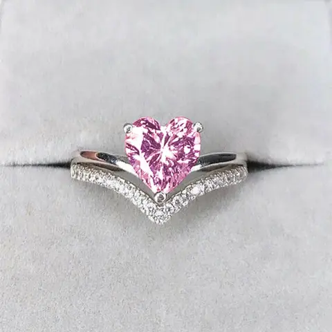 Fashion Artificial Zircon Decor Heart Shaped Ring for Women, Fashion Jewelry for Party, Daily Clothing Decor, Trendy All-match & Exquisite Jewelry for Birthday Gift, Statement Ring, Heart Design Ring, Artificial Gemstone Ring, Fashion Heart Rings