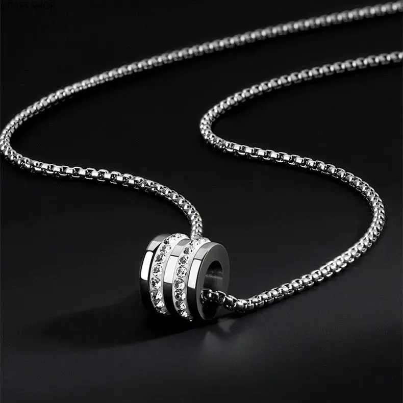 Men & Women Spinner Bead Titanium Steel Necklace, Non‑Fade Versatile Personality Simple High‑Sense Fashion Jewelry