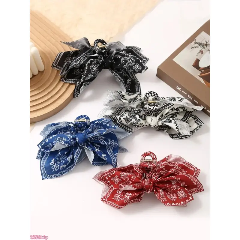 [SummerWins]Women's Bowknot Hair Clips Set, Vintage Style Multi-Color Butterfly Design, Perfect for Daily Wear & Styling Accessories, Flower Hair Clips, Hair Claws Set, Bows For Hair