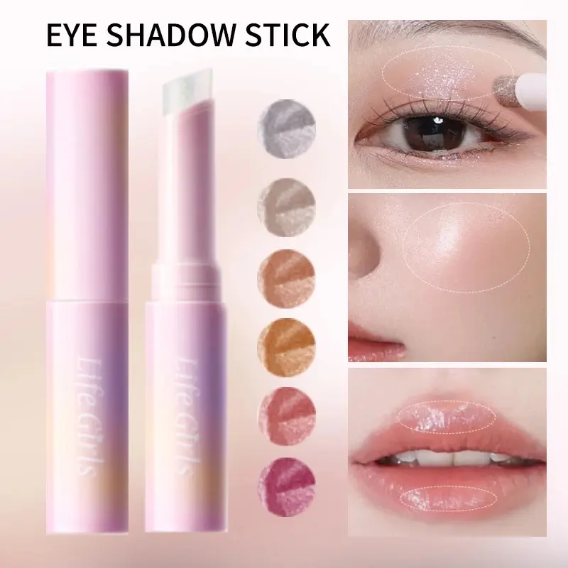 Water-Gloss Jelly Eyeshadow Stick, 1-Swipe Pearl Shimmer Multicolor Makeup Stick, 2-In-1 Eyebrow & Eye Use, Long-Lasting Waterproof Luminous Cosmetic