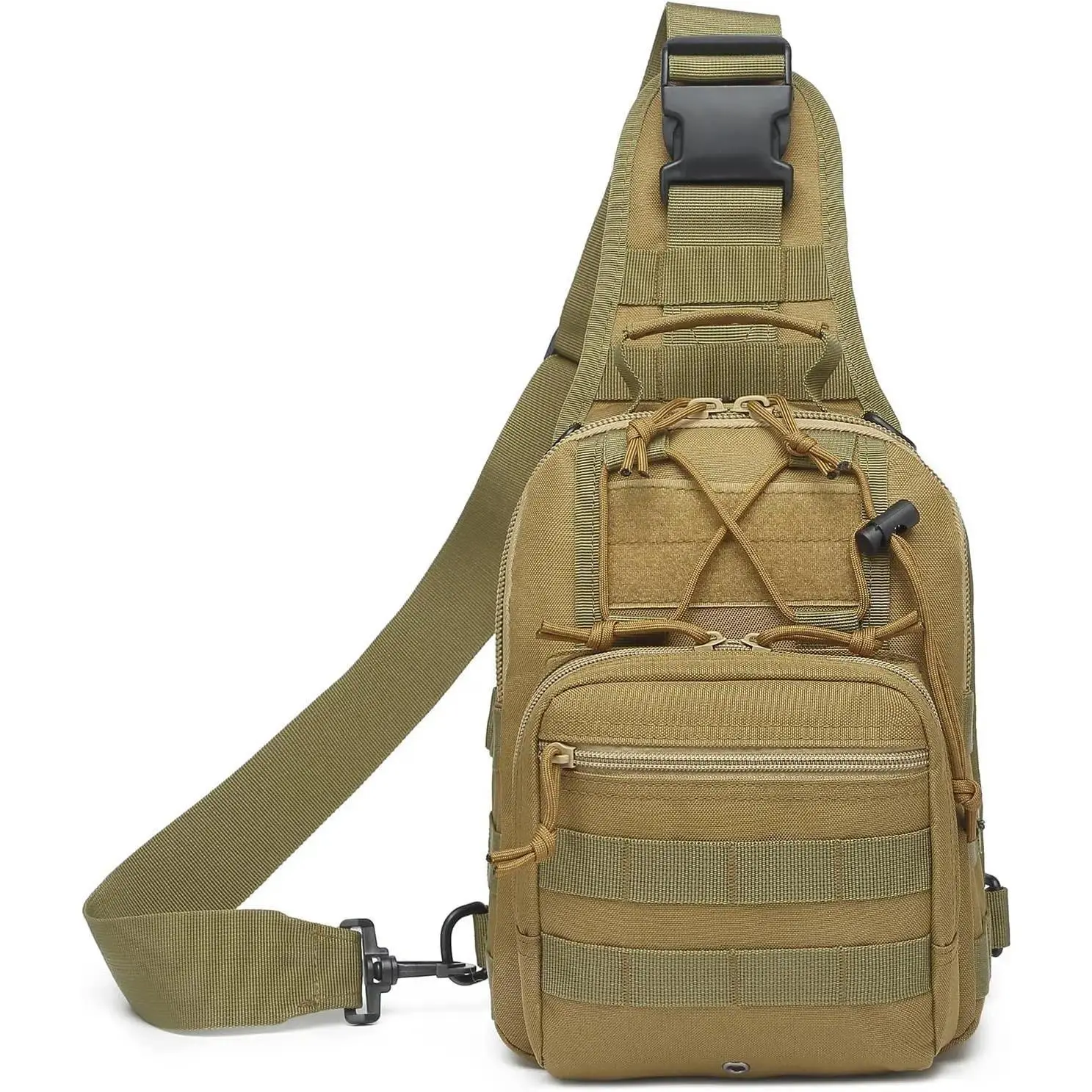Tactical Backpack - MOLLE Panels Single Strap Chest Sling Bag, Waterproof Nylon Oxford Fabric, Double Zips, Motorcycle Rider Storage for Wallets, iPads, Outdoor