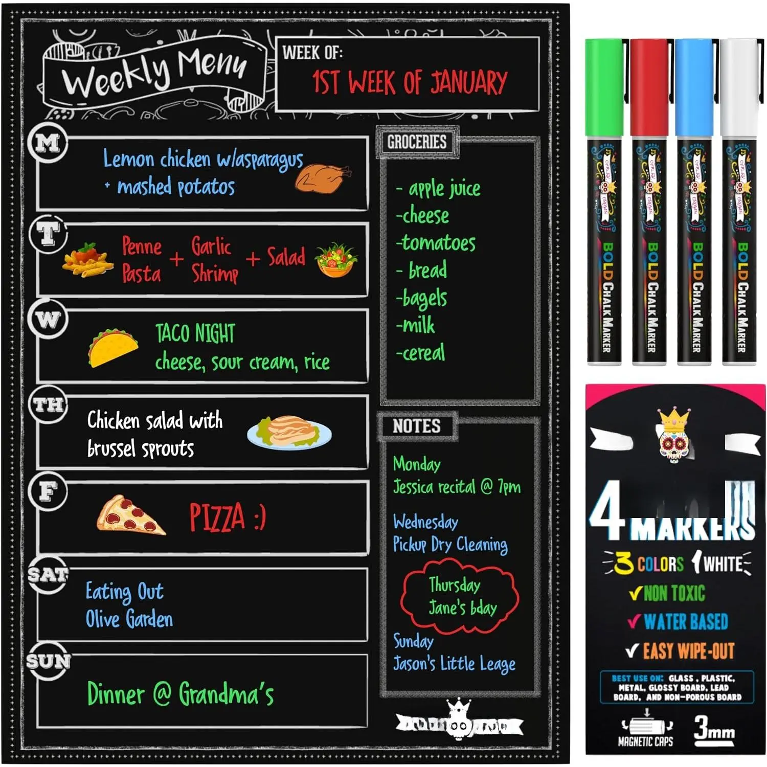 Dry Erase Menu Board - Black - 15.6" x 11.6"