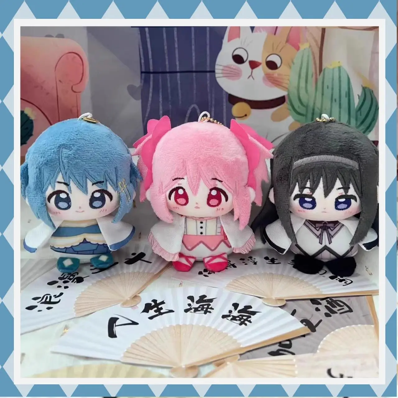 12cm Puella Magi Madoka Magica Plush Sakura Kyoko Kaname Madoka Tomoe Mami Cartoon Anime Figure Stuffed Doll Backpack Pendant