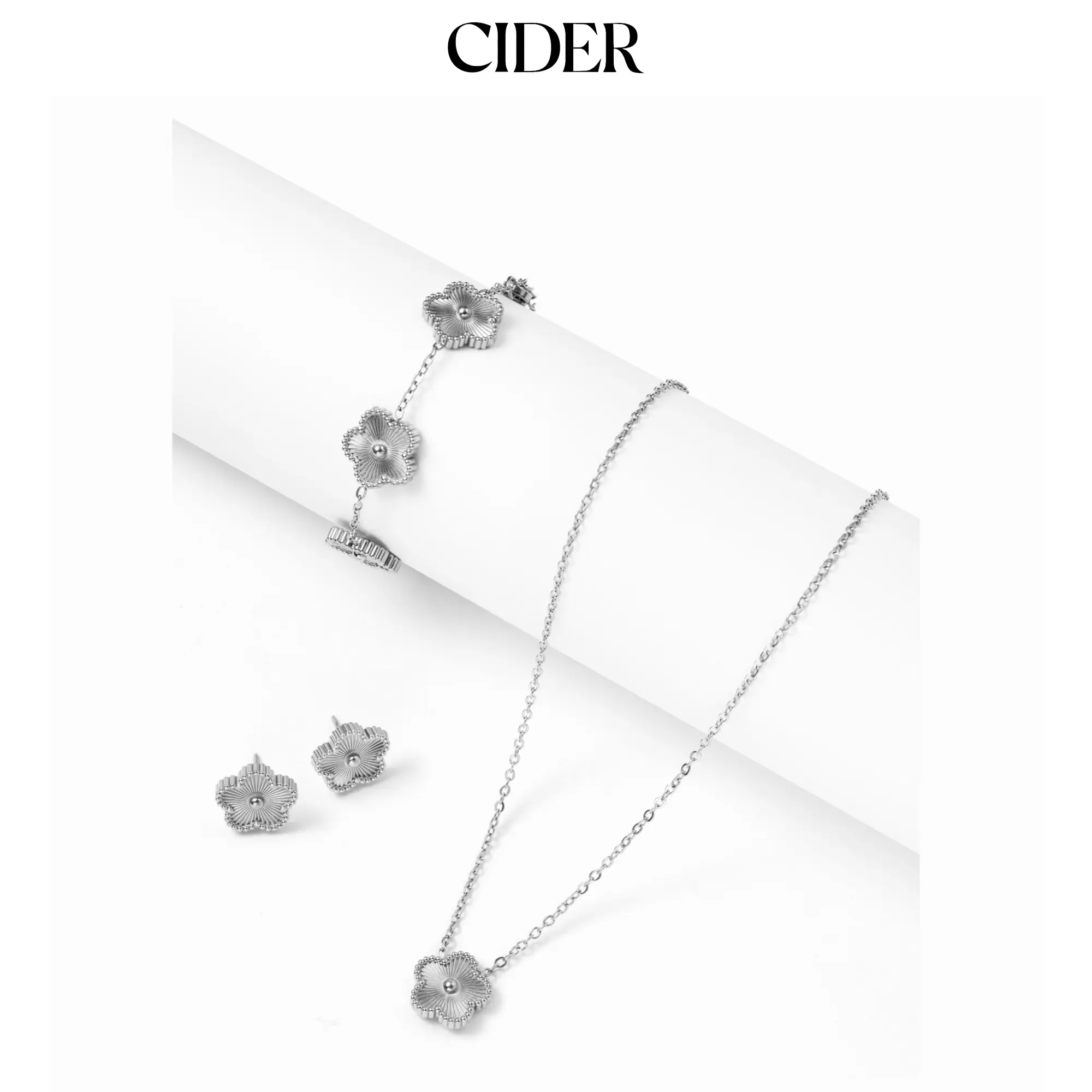Cider 3PCS FLOWER EARRINGS & BRACELET & NECKLACE SET Cider 3PCS FLOWER EARRINGS & BRACELET & NECKLACE SET
