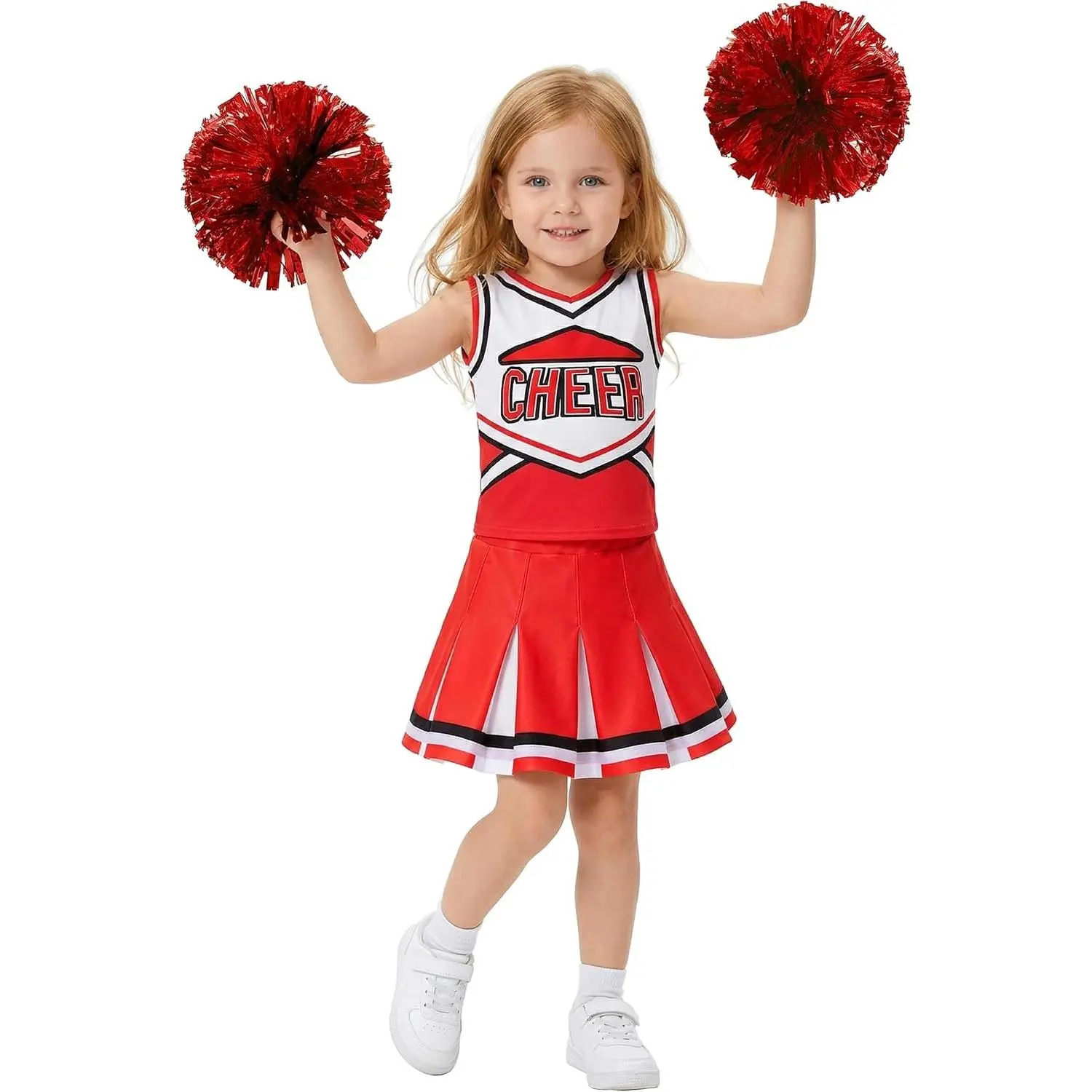 Girls Cheerleader Costume Cheerleading Outfit for Halloween Party Birthday Gift(Gift)