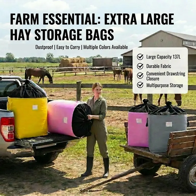 140L Large Capacity Horse Feeding Bag Supplies, 27.56x19.69x15.75 Inch Hay Feeder for Cattle Sheep, Slow Feed Design, Storage and Transport （40x50x70cm）