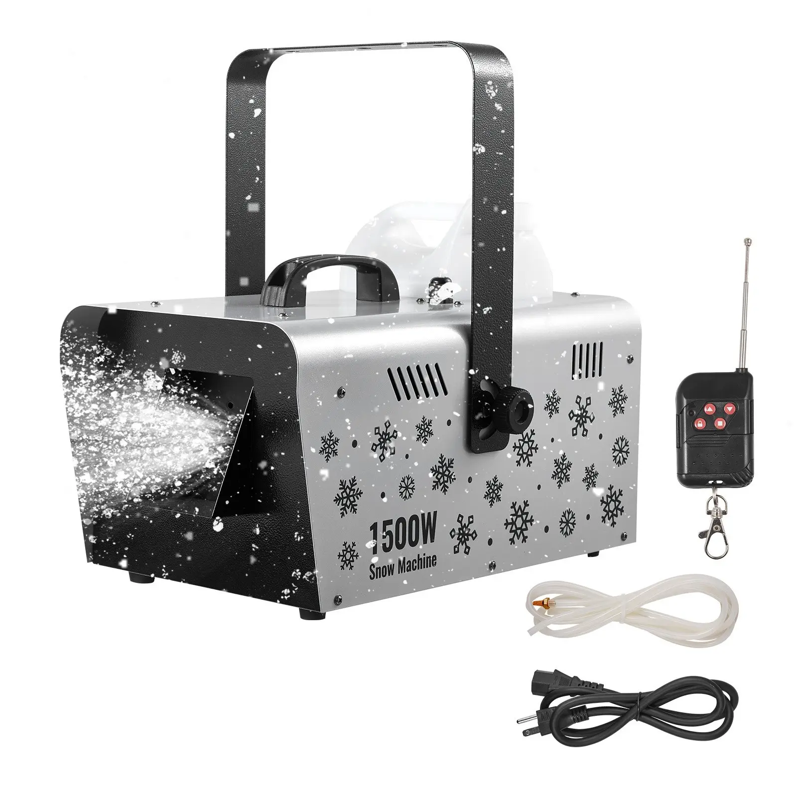 VEVOR 1500W Snow Machine, Handheld/Hanging Snow Maker with Wireless Remote Control, 5L Tank, 14.77 lbs Portable Unit with Top Handle & Flat Placement, Ideal for Christmas Party, Wedding & Meaningful Christmas Present