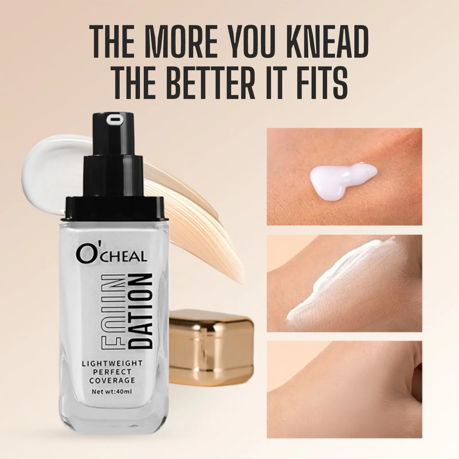 Color-Changing, Moisturizing Foundation, Matte Texture, Buildable Matte Coverage, Hydrating Cream Formula, High Coverage Liquid Makeup, Suitable for All Skin Types, Light to Medium Shades, Flawless