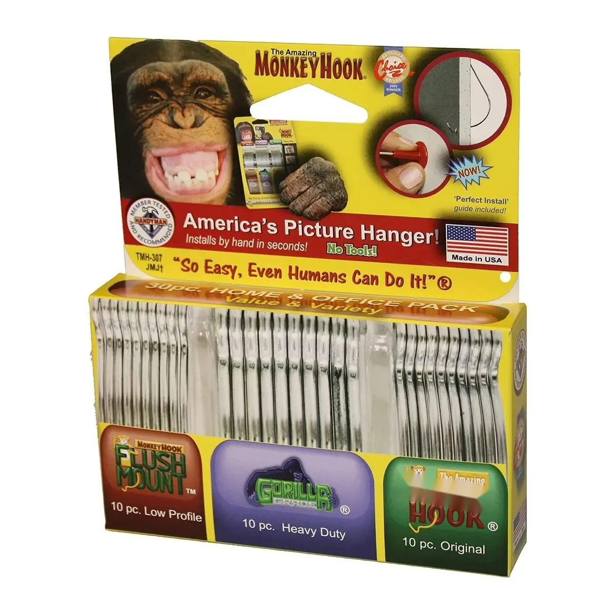 30-Piece Heavy-Duty Steel Picture Hanger & Wall Mount Kit, Drywall Steel Hooks with Low Profile & Self-Boring Tips, No-Tool Easy Home Installation