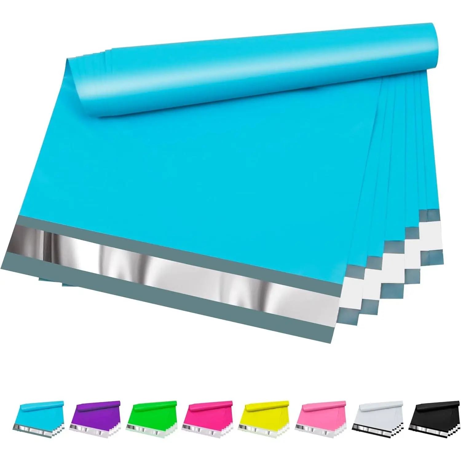 Poly Mailers 10x13 inch 100 Pcs, Blue Plastic Mailing Envelopes with 2.4mil Thickness, Waterproof and Tear-resistant Shipping Bags for Clothing, Tamper Proof Self-Seal Mailers Poly Bags