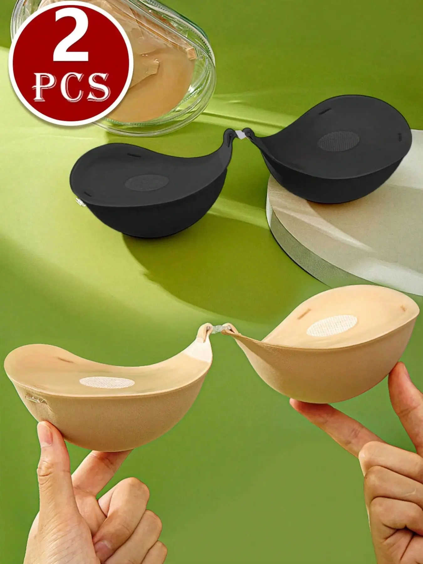 2 Inch Thick Invisible Sticky Bra for Women, Rounded Cup Adhesive Push Up Bra, Reusable Strapless Backless Silicone Bra with Front Closure for Dresses, Wedding, Party, Casual and Swimwear, Underwear, Front Closure Bras, Front Close Bras