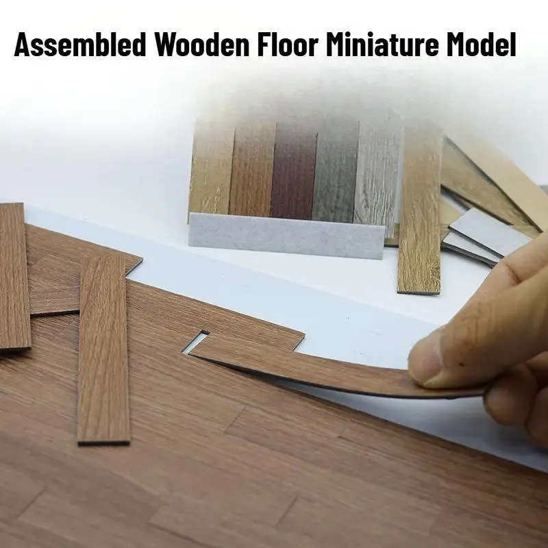 20Pcs Miniature Herringbone Wood Floor Tiles – Realistic Self-Adhesive Dollhouse Flooring, 1:12 Scale DIY Room Box Model Accessories, Fake Wood Planks for Miniature Scenes & Crafts