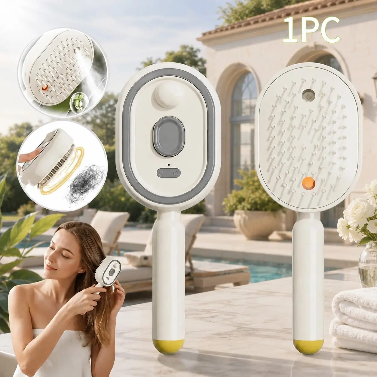 2026 New Rechargeable Electric Steam Hair Straightener Brush, Portable Detangling Steam Brush for Hair, Anti-Static Hair Care Tool Reduces Frizz & Nourishes Dry Hair