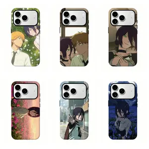 Chainsaw Man Reze & Denji Anime Hard Film Phone Case, Glossy Anti-Scratch Manga Character Protective Cover For iPhone 17 Pro Max 16 15 14 13 12 11 for Samsung S21 S22 S23 S24 S25 Phone Case,Perfect Holiday Gift