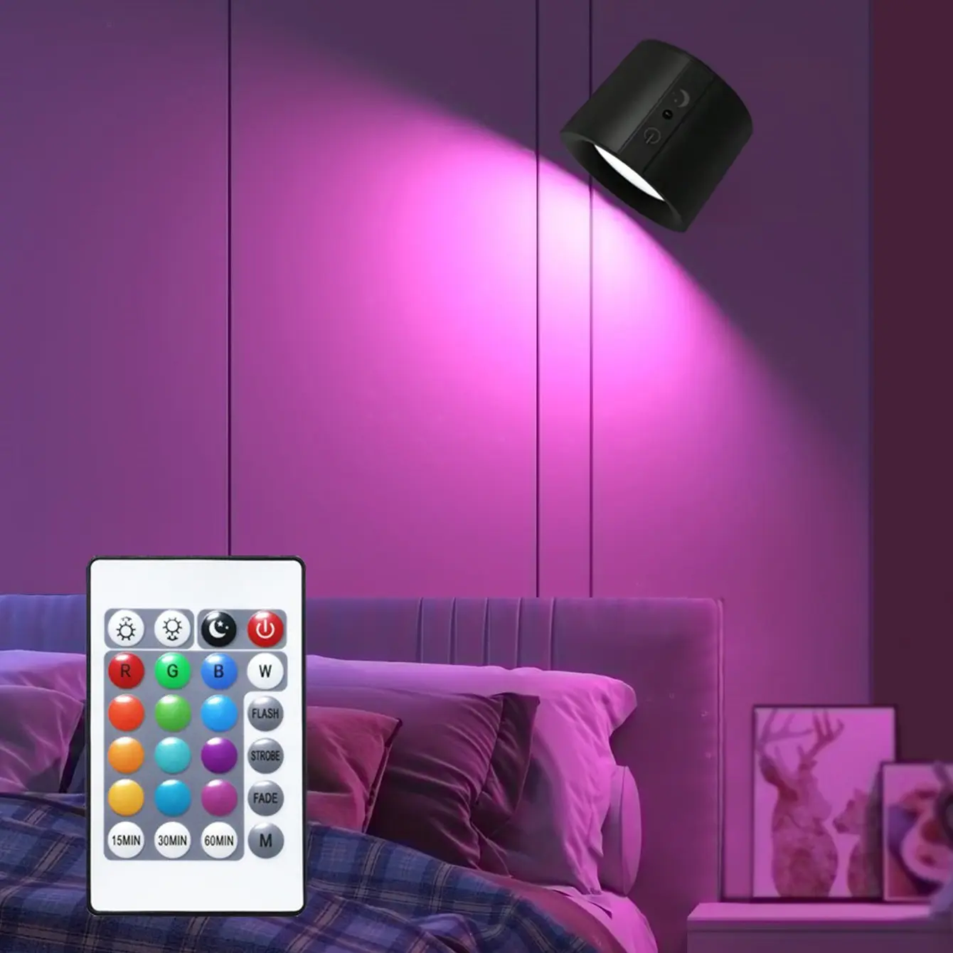 LED Sconce Wall Light, Rechargeable USB Powered, 3 Color Temps, 3 Brightness Levels, 360° Rotating Magnetic Base, Cordless Reading Lamp