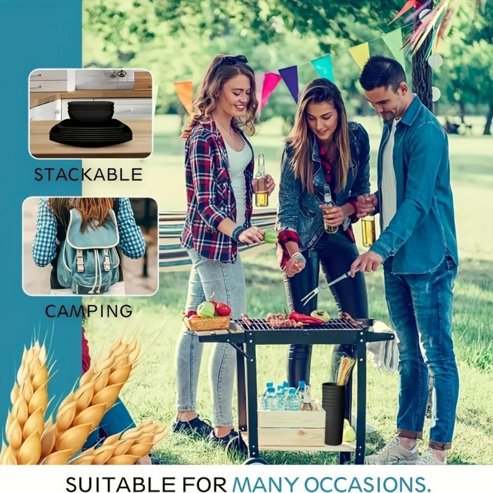 Wheat Straw Dinnerware Set, Including Bowl, Plate, Cup, Saucer, Cutlery, Tableware Set for Home Kitchen, Housewarming Gift, Dinner Sets