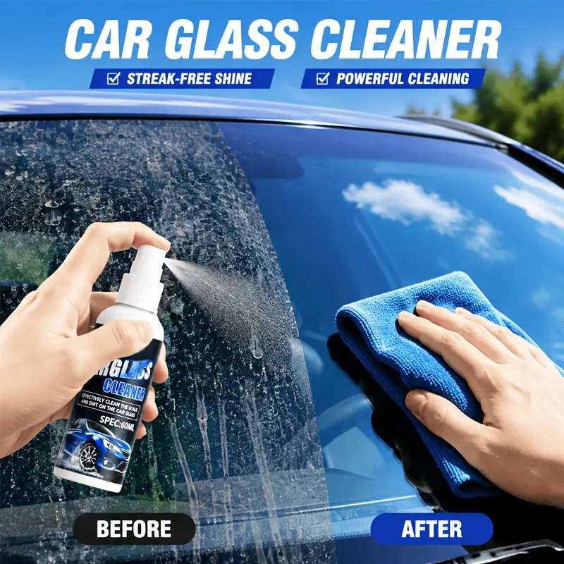 Efficient car glass cleaner - quickly cleans dirt and dust on the glass, convenient nozzle design, suitable for car front windshield, window glass, and rearview mirror glass, multi-purpose cleaner