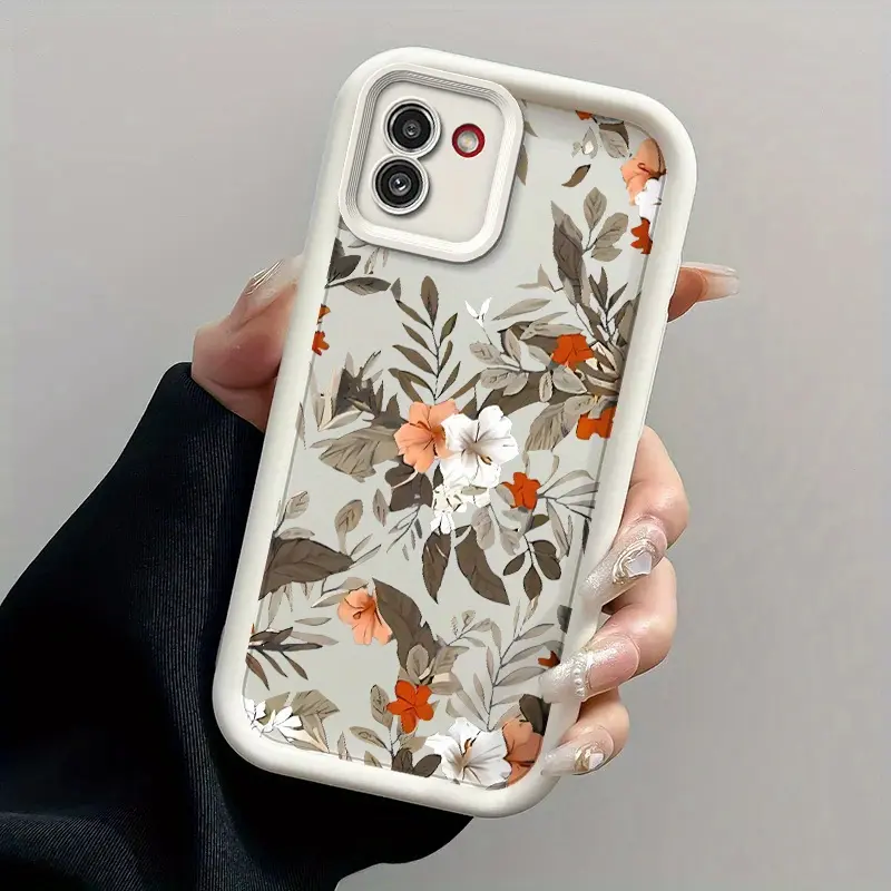 Retro Floral Print Mobile Phone Shell for Samsung Galaxy Series - Soft TPU Shockproof Full Coverage Protective Back Cover, Multi-Model Fit for Galaxy A03, Phone Accessories for Men/Women
