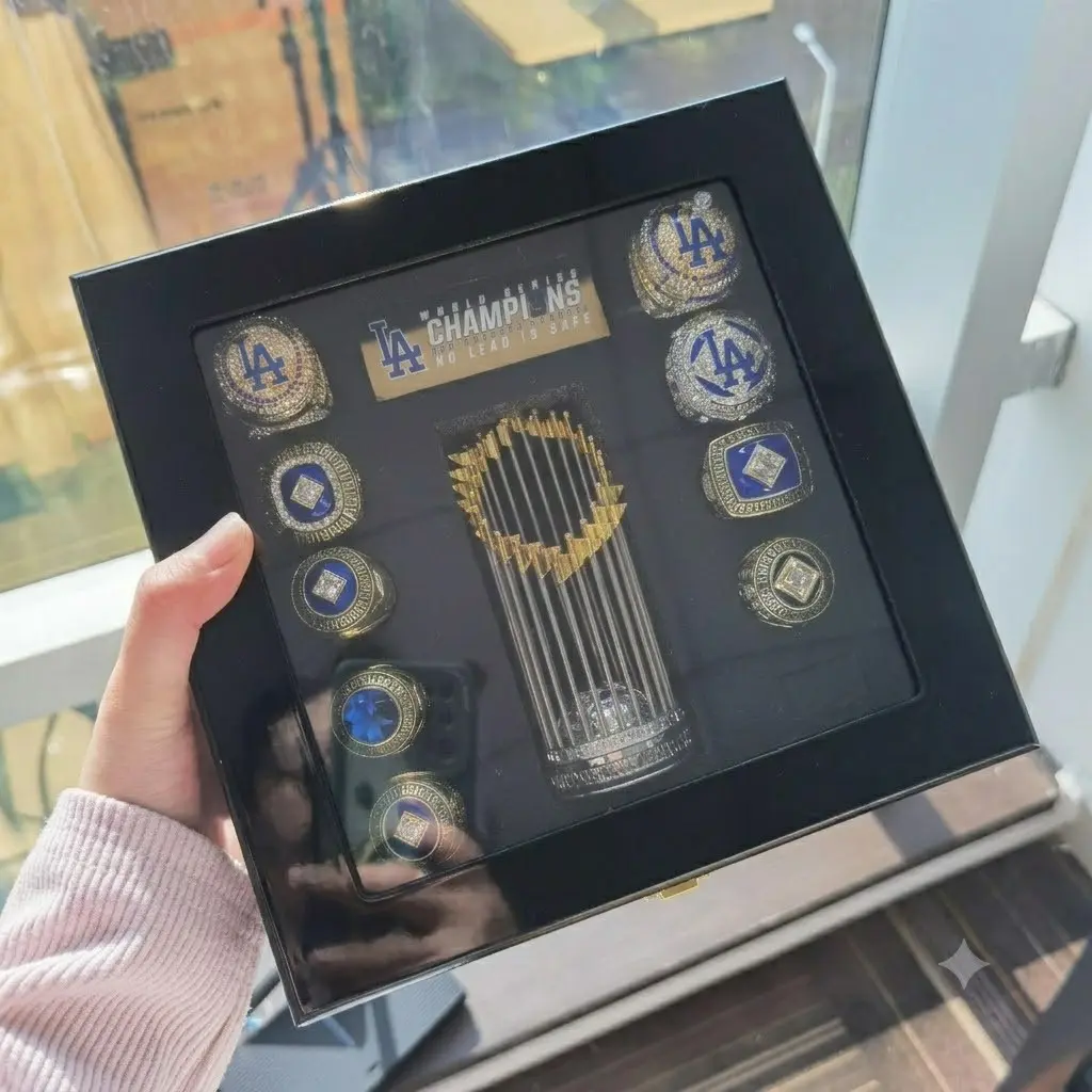 2025 NEW World Series Baseball Championship Trophy Set, Sports Trophy Statue, Dodges Beautiful Display Box, Perfect Sports Award Replica, Ideal Gift for Baseball Fans