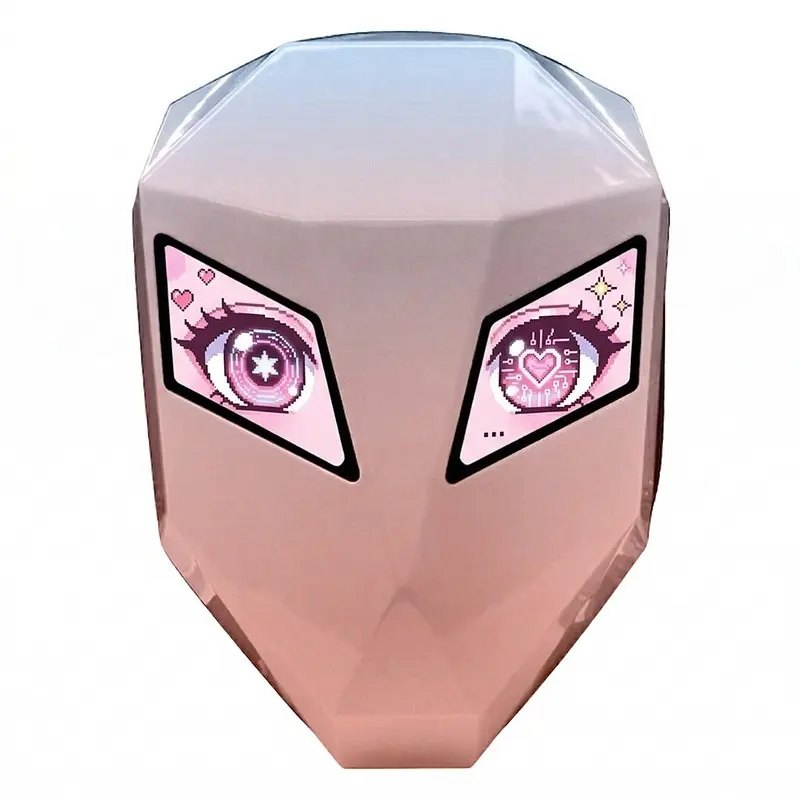 Hard-Shell Backpack for Commuting, Pink Sporty Chic Design with App-Controlled LED Glowing Eyes, USB Charging Port & Laptop Compartment