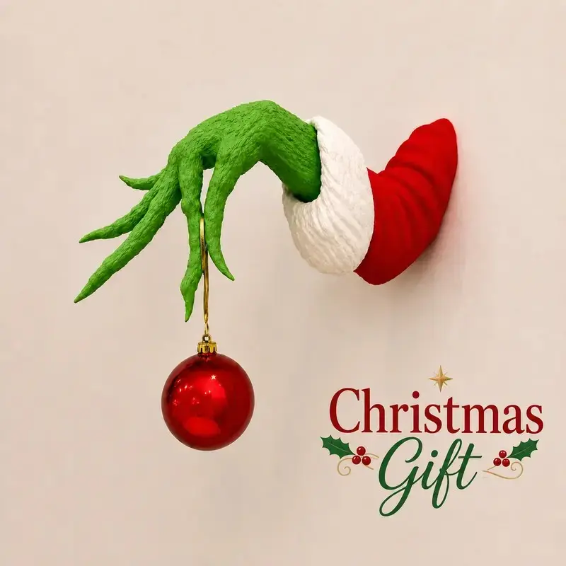 Prank Hand Christmas Wall Decor, Hanging Ornament, Fun Holiday Wall Decoration, 3D Santa Sleeve Hand Ornament Holder, Home, Living Room, Party