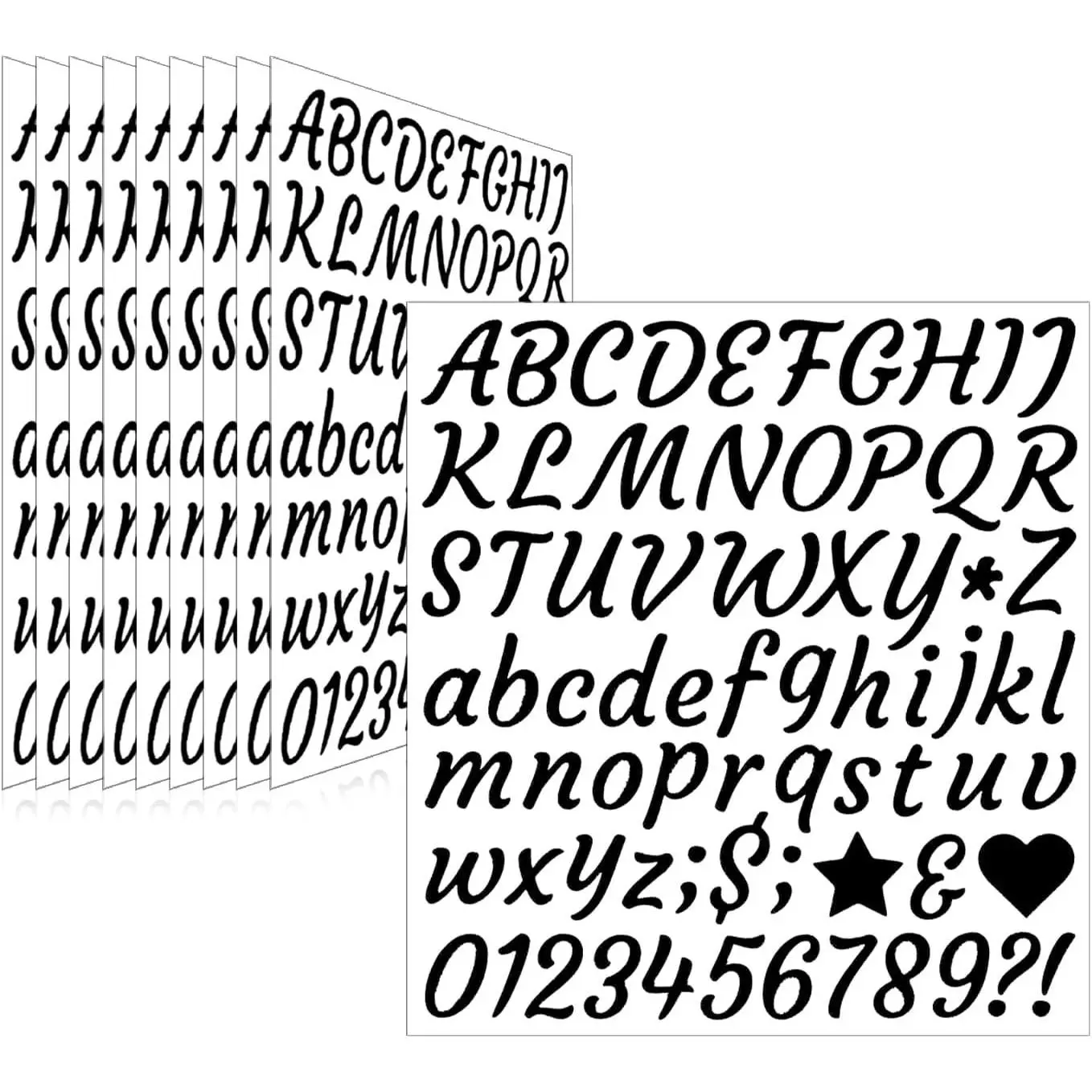 730 Pieces 1 Inch Black Waterproof Vinyl Letter Stickers & Mailbox Numbers, Self Adhesive Alphabet Decals for Window, Door, Sign, Car, Scrapbook, Indoor Outdoor, Fade Resistant, 10 SheetsGift