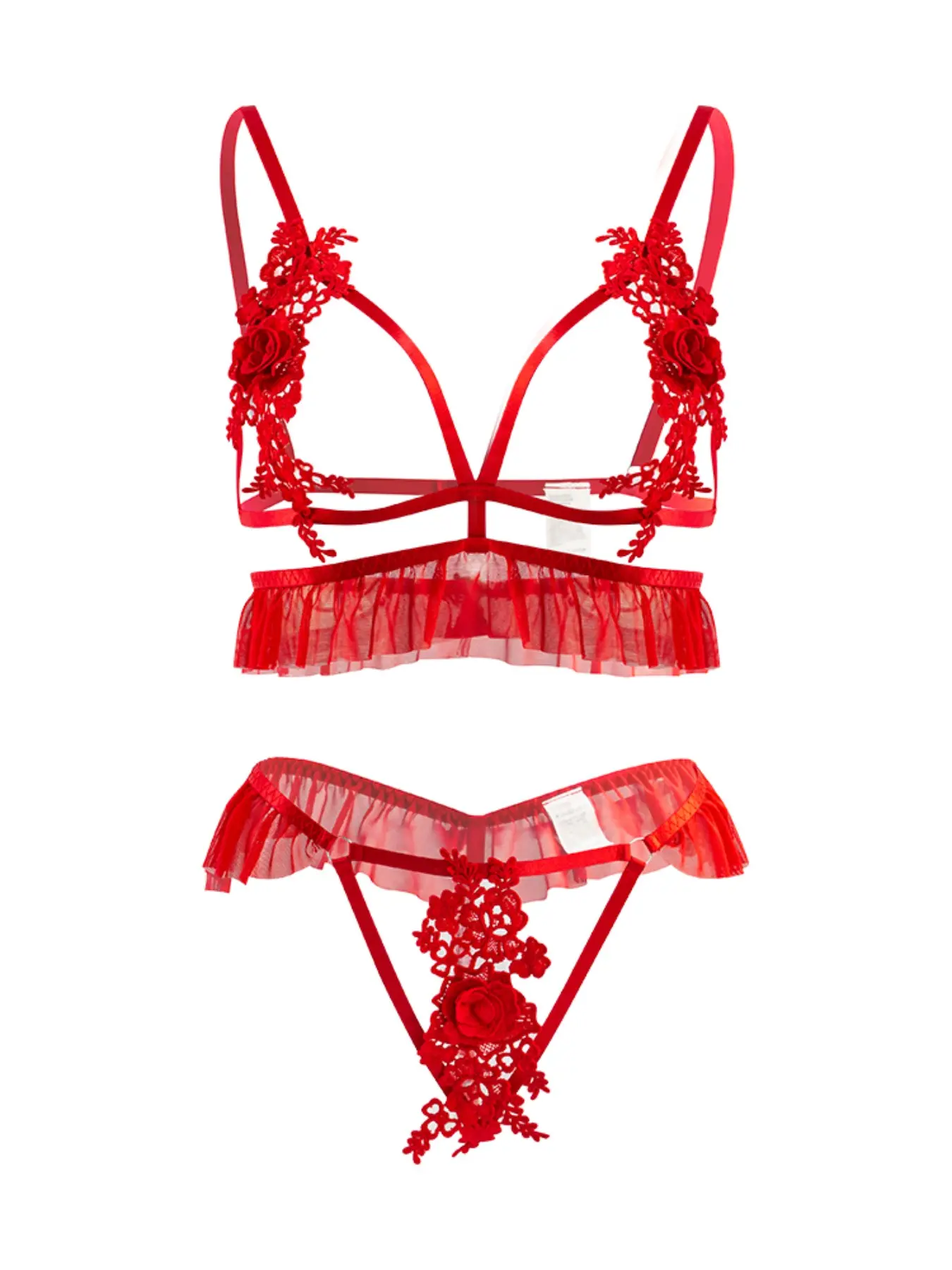 Floral Embroidered Sexy Feminine Lacy Wireless Bra Set, Two-Piece Sleepwear, Girlfriend Gift, Night Out, Elegant Sleepwear