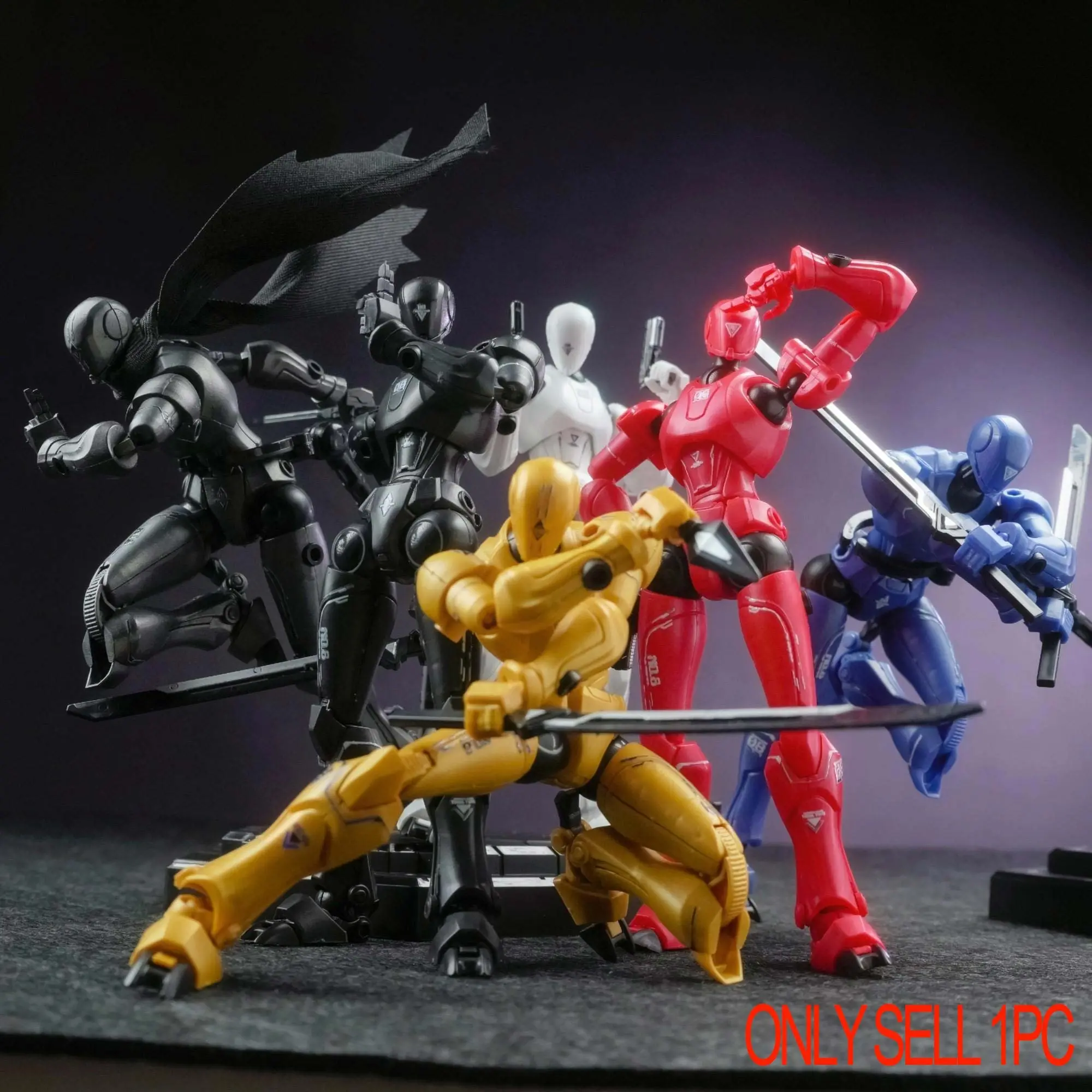 1:12 scale clone No. 8 model, fully articulated action figure, available in 6 colors, various hand gestures/weapons, includes a cool tactical cape, desktop decoration, Mini Figure, educational toy, Halloween/Christmas/birthday gift set.