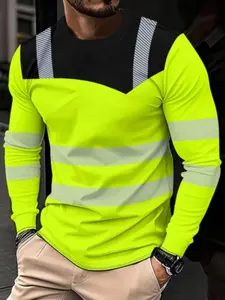Men's Sport Long Sleeve T-Shirt, Patchwork Color Breathable Quick-Dry Top, Spring & Fall Fashion, Perfect Holiday Gift