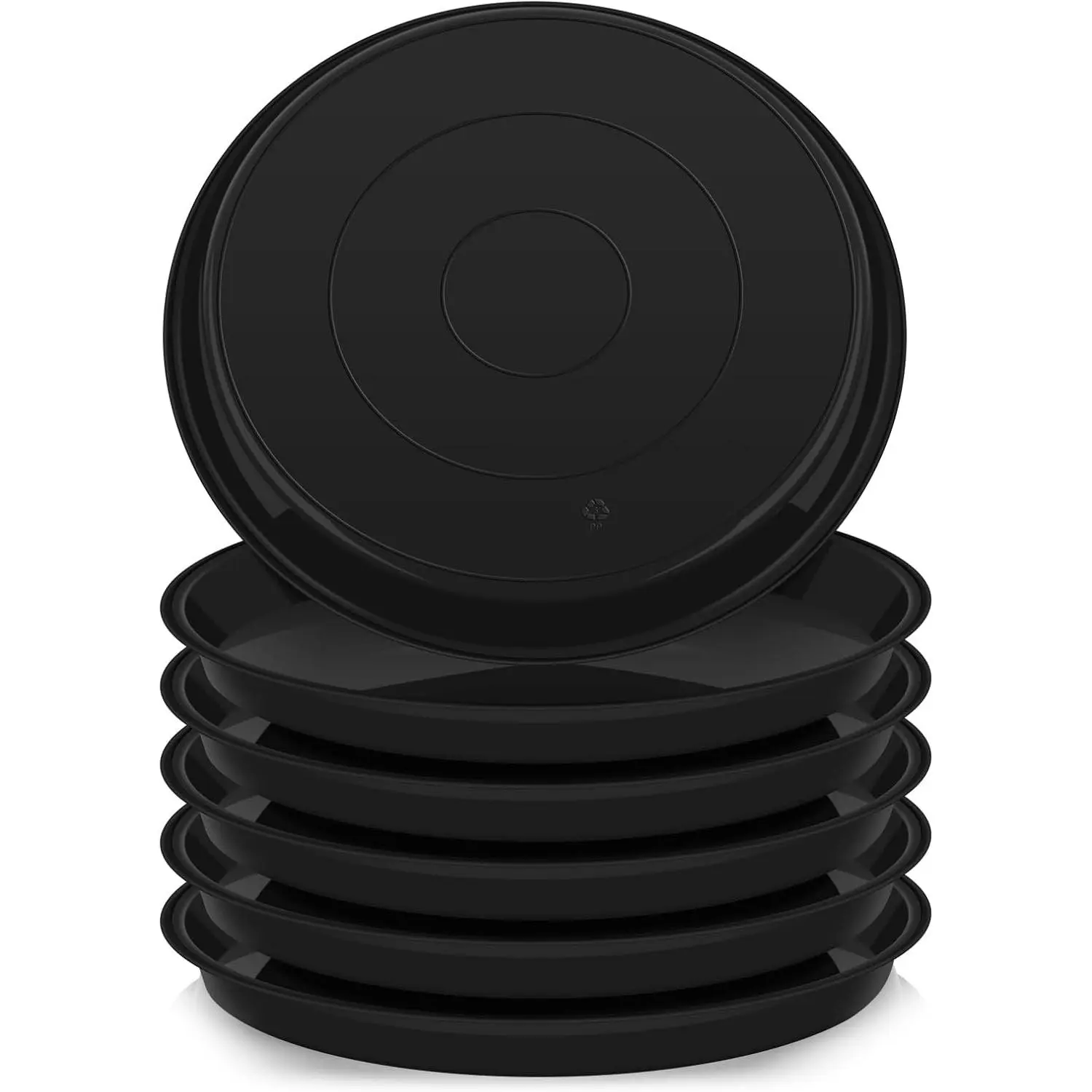 6 Pack of 10 Inch Round Plastic Plant Saucers, Flower Plant Trays for 8-10" Indoor Pots, Black Planter Tray for Planters