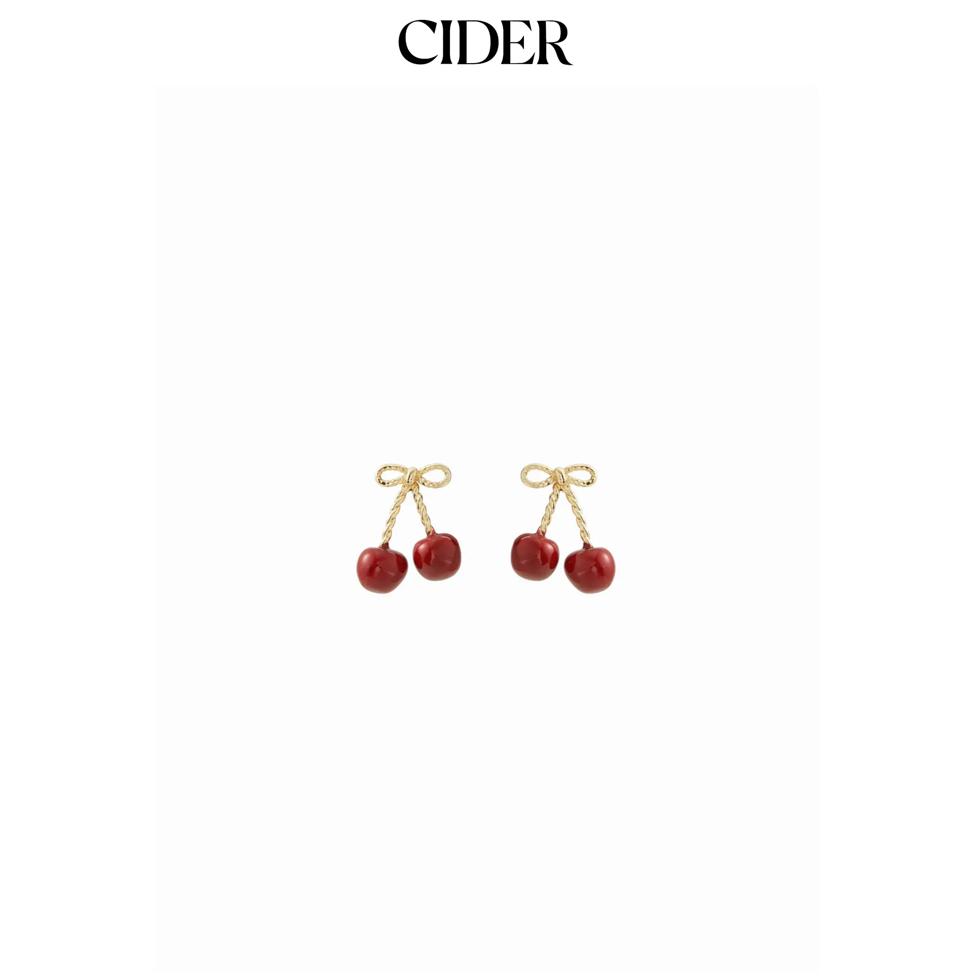 Cider BOWKNOT CHERRY STUD EARRINGS
