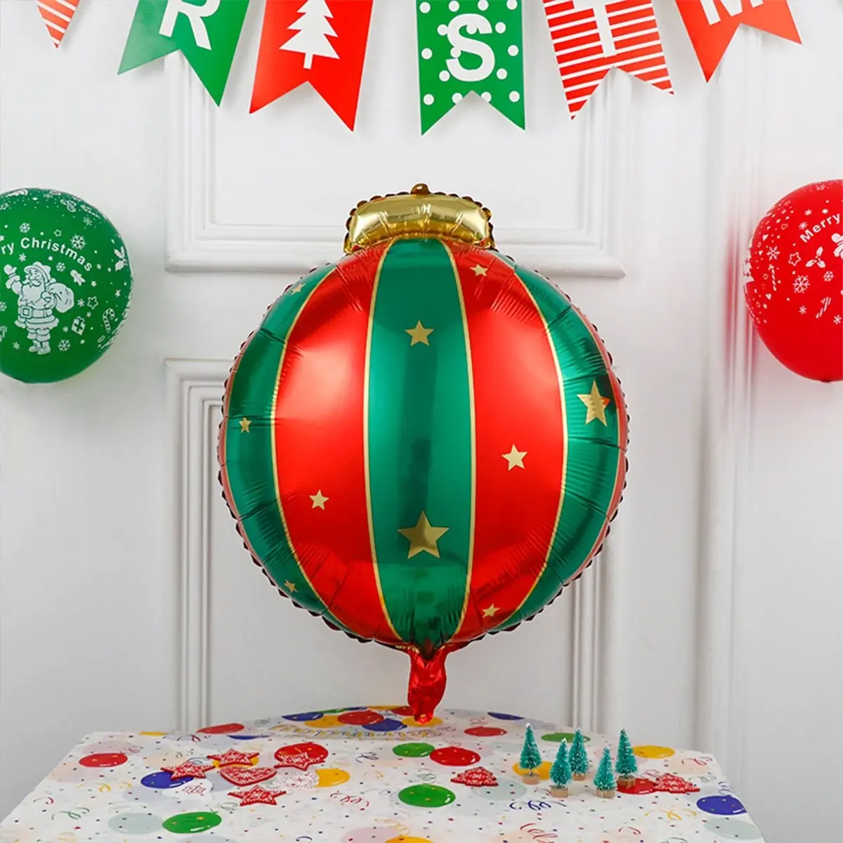 Christmas Ball Aluminum Foil Balloon Background, Outdoor Christmas Tree Decoration, Party Supplies, Hanging Balloons, Festive Decorations