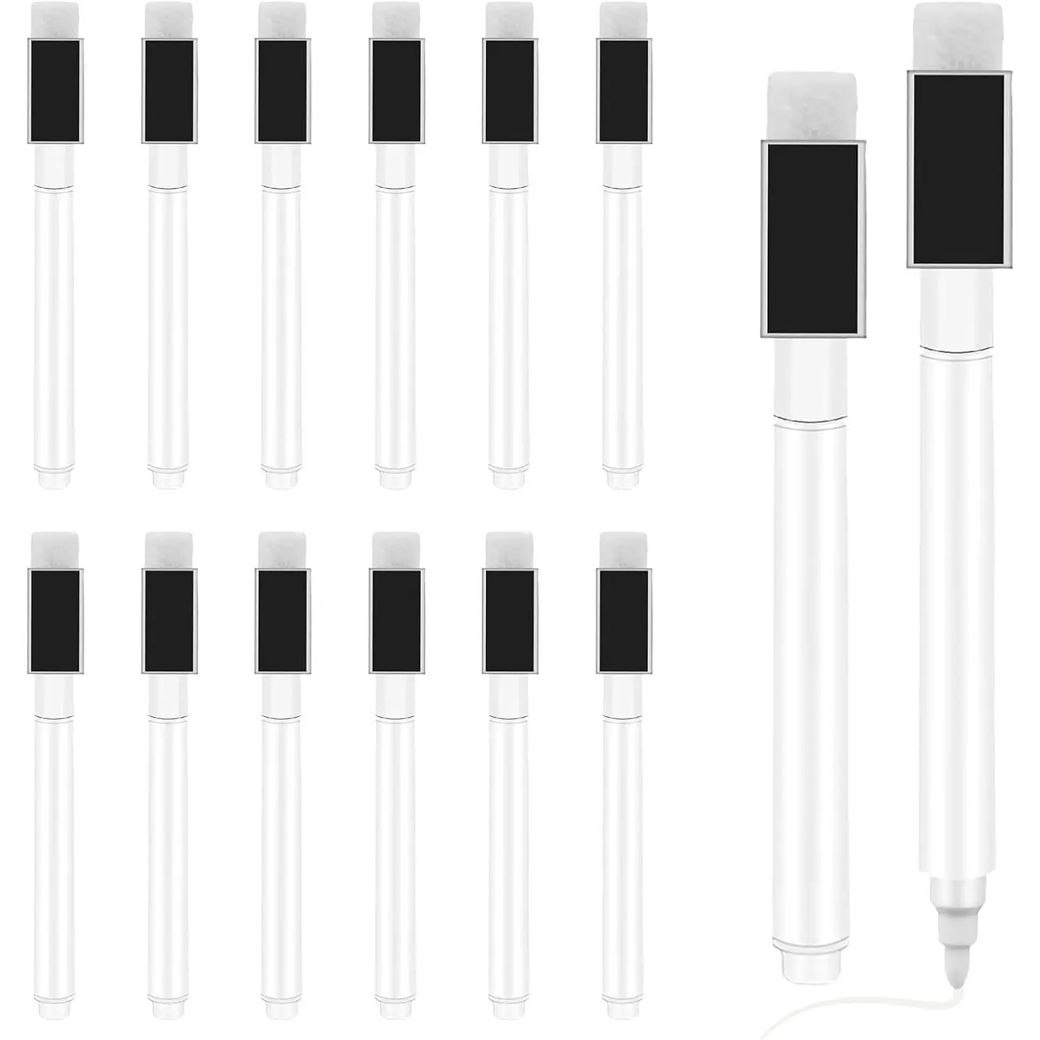 12 count White Dry Erase Markers,  White Chalk Markers Pen Fine Tip, Thin Tip Dry Erase Markers with  for Blackboard School  Office
