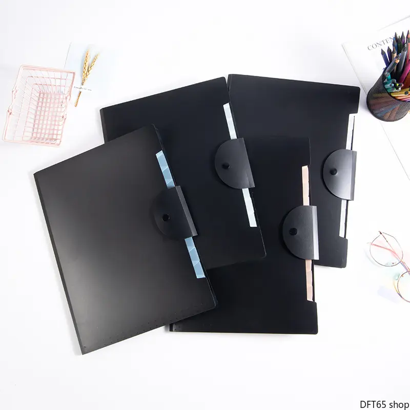12-Pocket Round Flexible Plastic Waterproof PP Accordion Folder, Multi-Compartment Expandable Document Holder with Snap Closure, Portable DIY Bag Accessory for Office Use, File Organizer