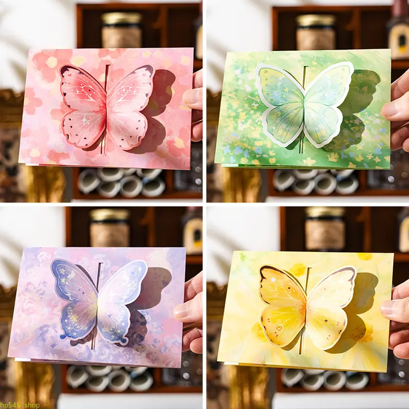 3D Pop-Up Butterfly Greeting Card with Surprise Effect, Elegant Foldable Card on Thick Cardstock for Birthdays & Couples, Includes Envelope