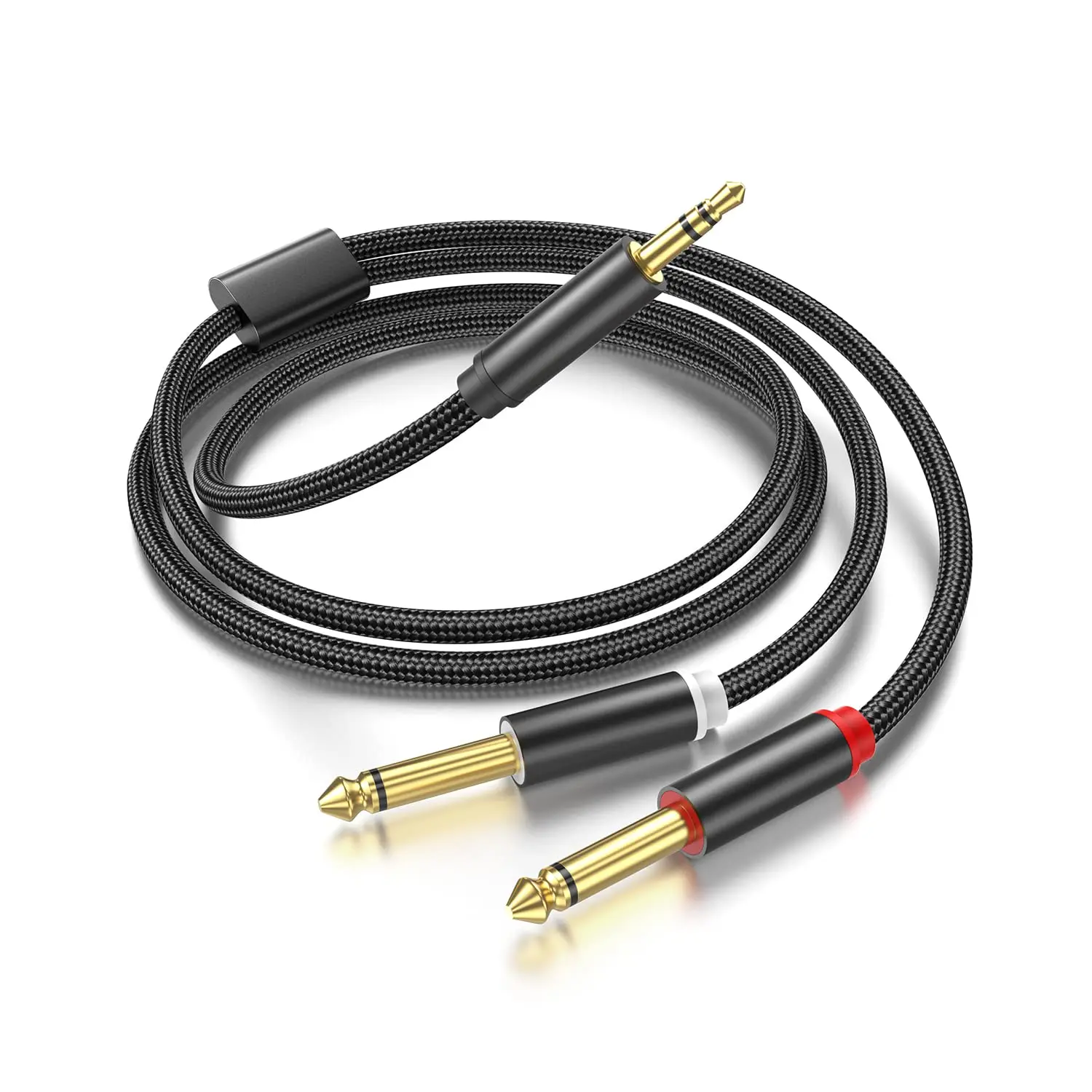 3.5mm to Dual 1/4 Adapter 1/8 to 6.35mm TS Mono Audio Cable Stereo Breakout Cord Y Splitter Compatible with iPhone, iPod, Computer Sound Card, Headphone, Speaker, Home Stereo System (3.3FT/1Pack),Protective,Case,HDMI,fo,AirPods,Multi-,replacement,wireless