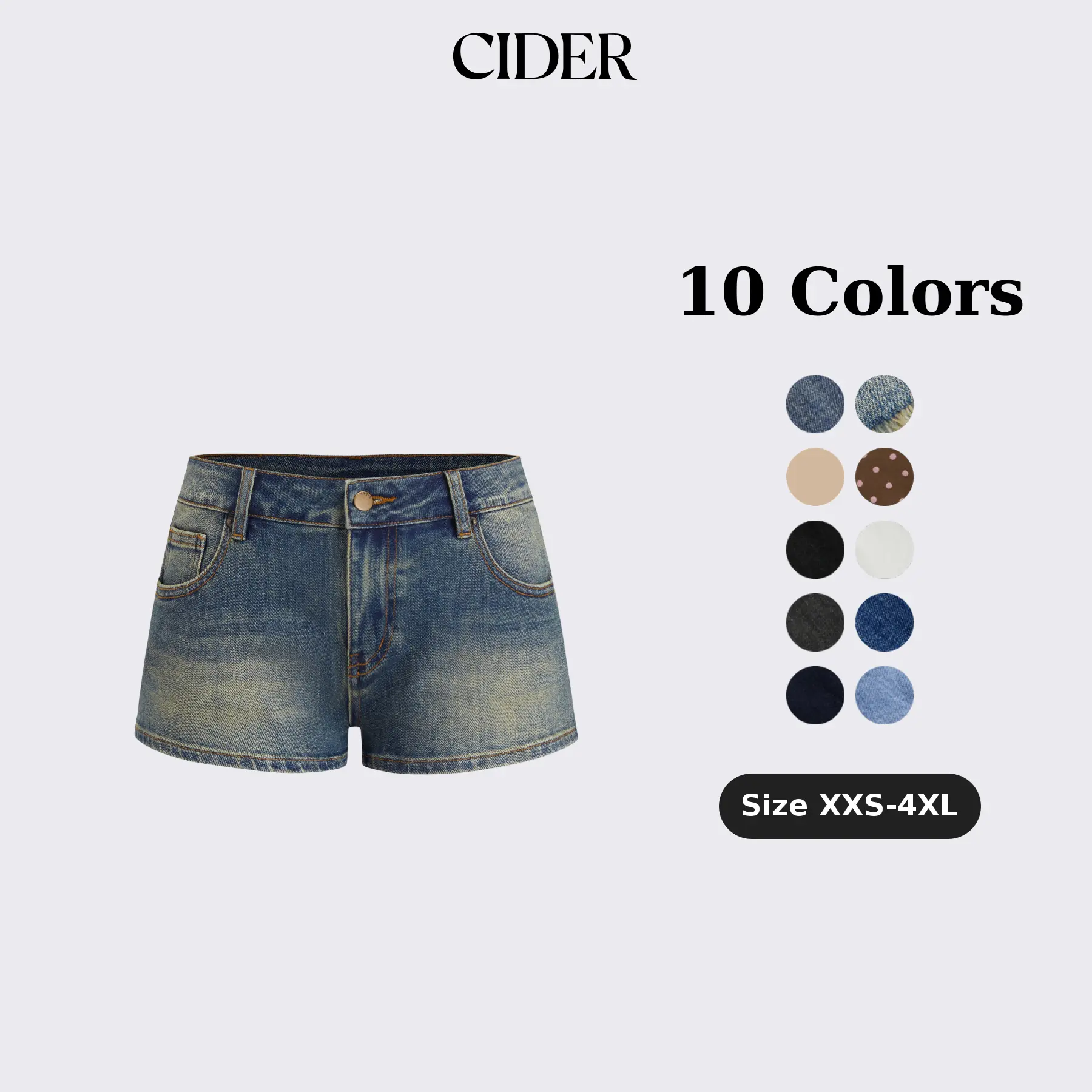 Cider Women's Low-Waisted White Denim Shorts with Classic Design