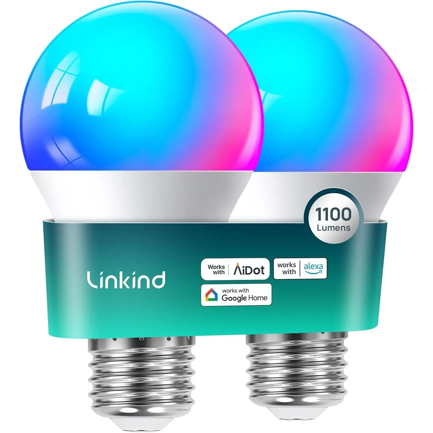 Smart Light Bulbs, 1100LM (75W Equivalent) Smart Bulb, Work with Alexa & Google Home, RGBTW Color Changing Bulbs Music Sync, 2.4GHz Wi-Fi & Bluetooth, LED Alexa Light Bulbs 11W, A19 E26, 2Pack
