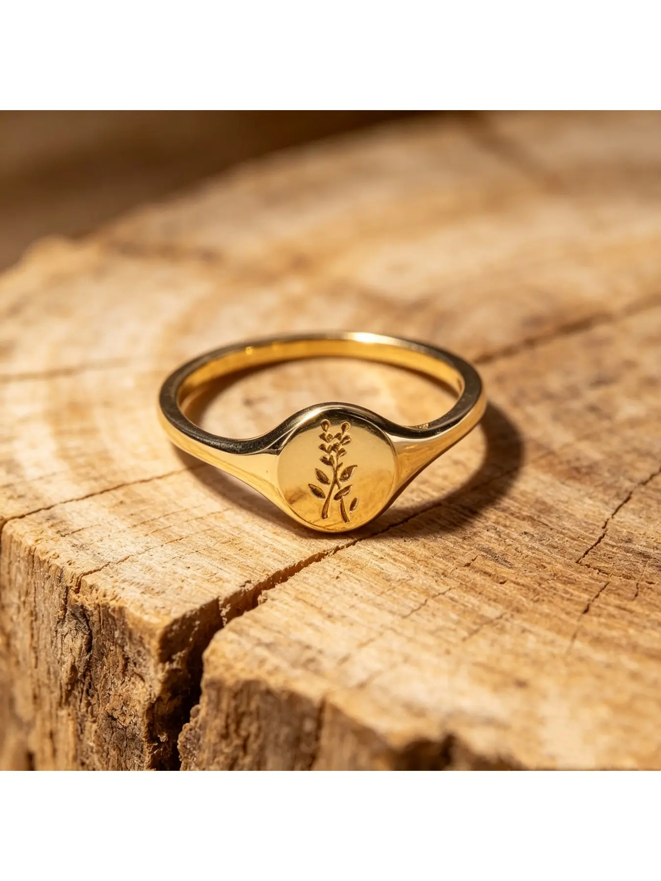 Dainty Embossed Wildflower Signet Fashion Engagement Ring, Bridal Ring, Gift for Women, Curved Thin Band for Everyday Wear, Minimalist Jewelry for Valentine Christmas Mother’s Day Wedding Daily Commute Dates