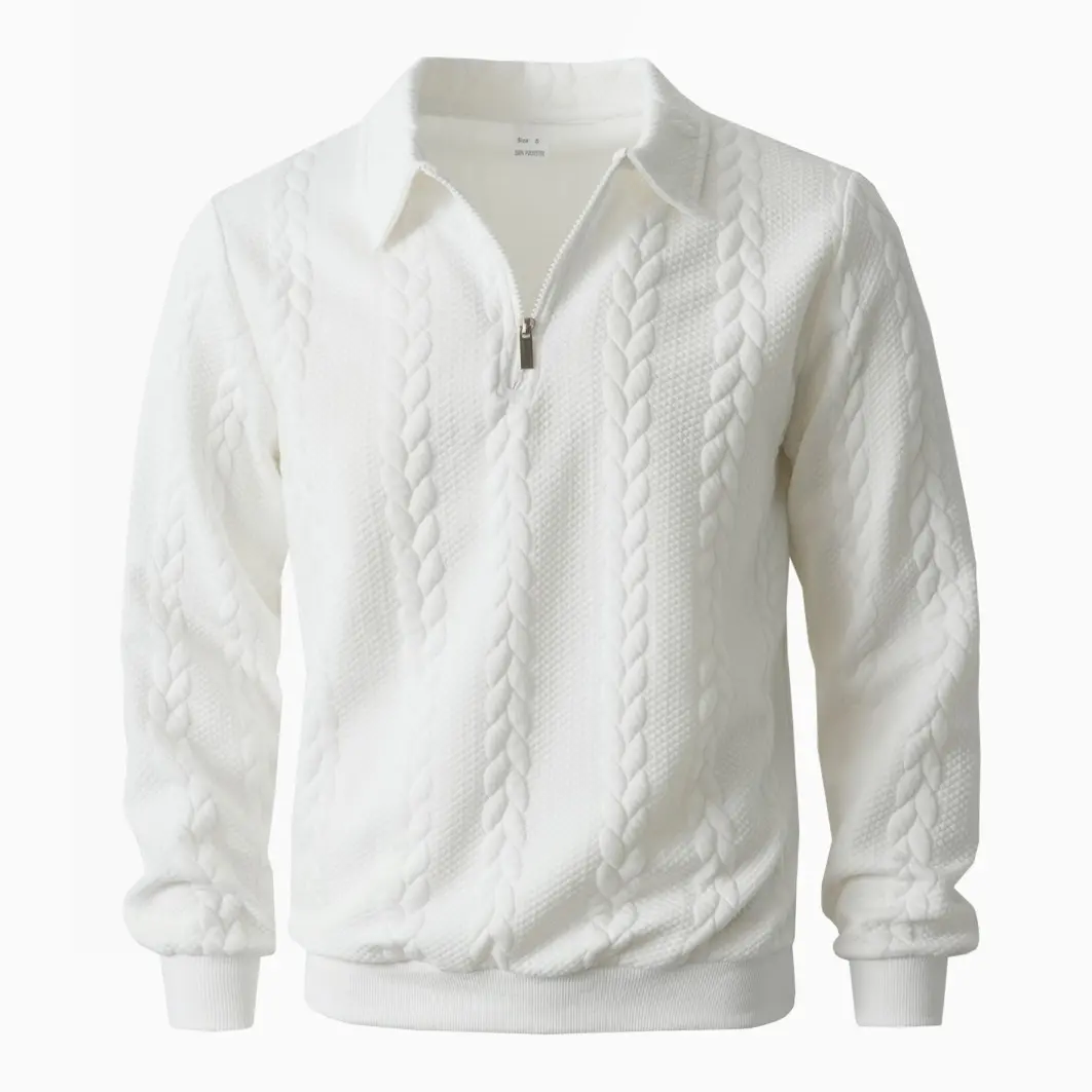 Men's Spring Outfits Knitted Polo Neck Long Sleeve Fitted Knitwear Sweatshirt For Daily Wear, Casual Basic Knitwear, Old Money Zipper Half Button Design, Casual Versatile Sweater Pullover, Essential For Man's Wardrobe