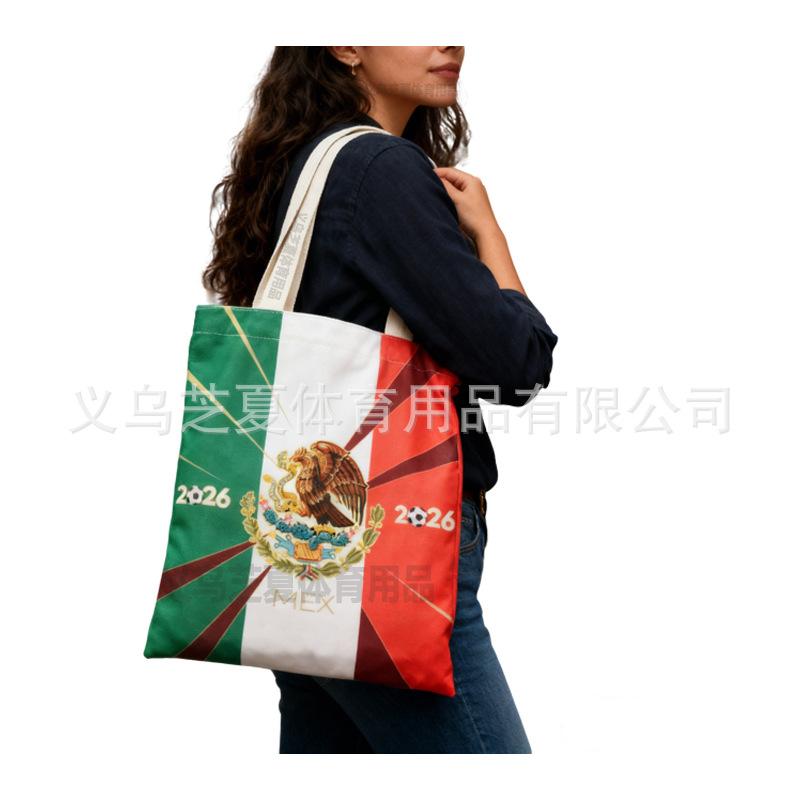 New 2026 US, Canada and Mexico World Cup Products Mexico Canvas Bag Storage Bag Free Design Football Bag gym Pastel Embroidered Tote New 2026 US, Canada and Mexico World Cup Products Mexico Canvas Bag Storage Bag Free Design Football Bag gym Pastel Embroidered Tote