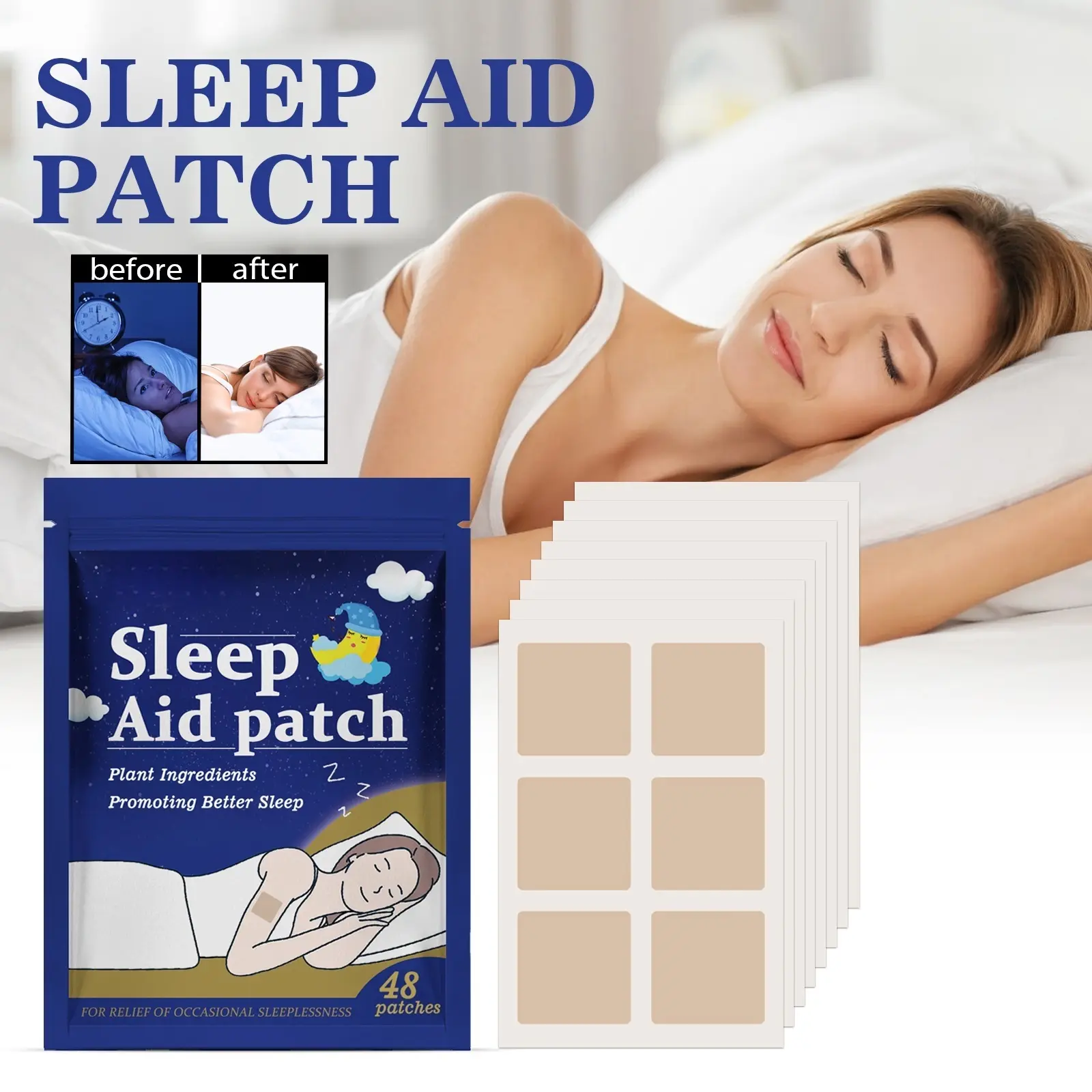 Natural Botanical Sleep Patches for Nighttime Relaxation, 48PCS Easy-to-Apply Arm Stickers for Bedtime Daily Self-Care Routine (Home Fragrance Home Care Supplies)
